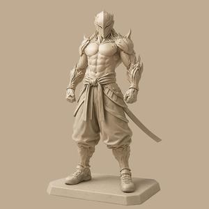 Fierce Warrior with Elemental Armor - 3D Printable Model