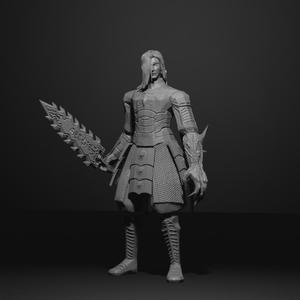 Metin 2 3D Print Sura with Ghost Fang Blade and Magic Plate Armour – 3D Printable Model with Extra Details (2 Hair Styles, Keyed Parts)