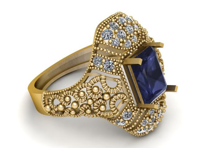 BLUE SAPPHIRE GOLD RING 3D PRINTABLE MODEL