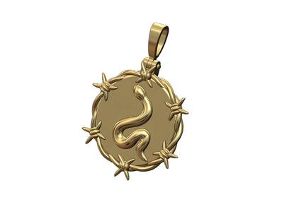 Barbwire thornes snake serpent pendant 3D print model