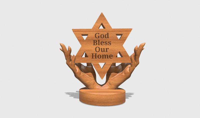 Mystical Goddess hands, statue holding Star of David Home Blessing, spiritual symbol, protection sculpture