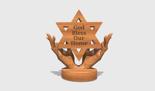 Mystical Goddess hands, statue holding Star of David Home Blessing, spiritual symbol, protection sculpture