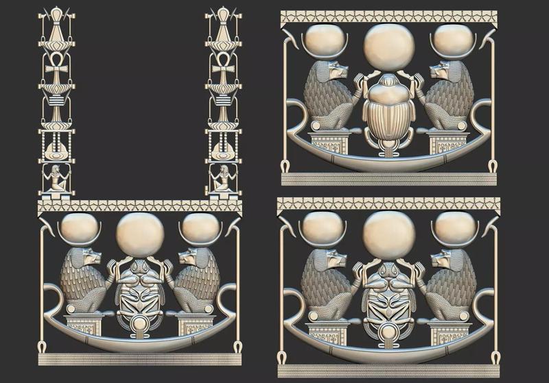 Tutankhamun  Pendant  Solar Beetle   Baboons  3D Printable model
