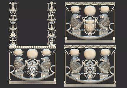 Tutankhamun  Pendant  Solar Beetle   Baboons  3D Printable model