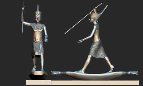 Tutankhamun Harpooner canoe fishing  reed boat 3d print model