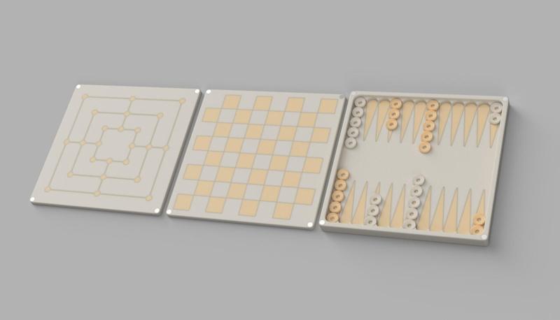 3-in-1 Board Games - Chess, Mill, and Backgammon with Pieces and Magnetic Connection
