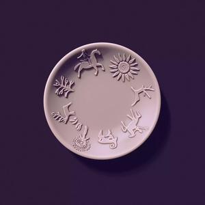plate shape with petroglyphs diameter - 140mm for casting