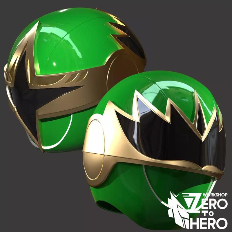 2 Mode Power Ranger Ninja Storm Hurricanger Green Samurai Helmet