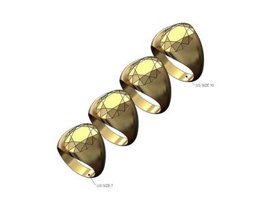 Faceted diamond oval signet ring miniset US sizes 7to10 3D print model