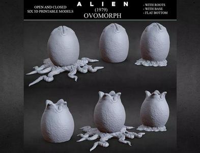 3D PRINTABLE OPEN AND CLOSED ALIEN EGGS SIX PACK