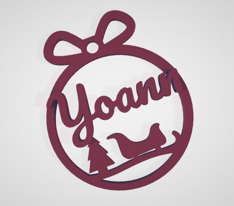 3 x Yoann, Personalized Christmas tree ball