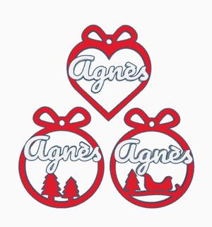 3 x Agnes, personalized Christmas tree ball
