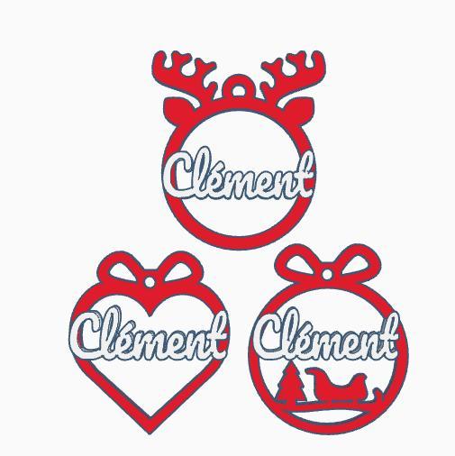3 x Clément, Personalized Christmas tree ball, christmas