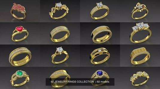 92 JEWELRY RINGS COLLECTION