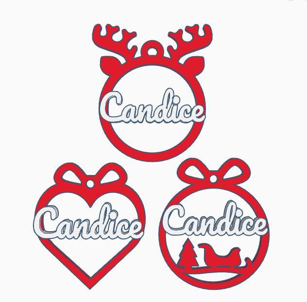 3 x Candice, personalized Christmas bauble, christmas