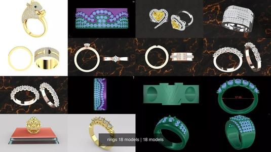 rings 18 models 3D Model Collection