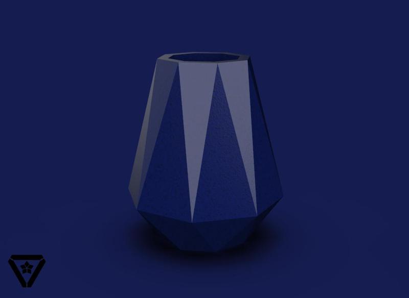 45. Facet Origami Geometric Flower Pot -  V3 -  Erma (Inches)