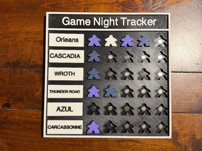 Board Game Night Victory Tracker Board
