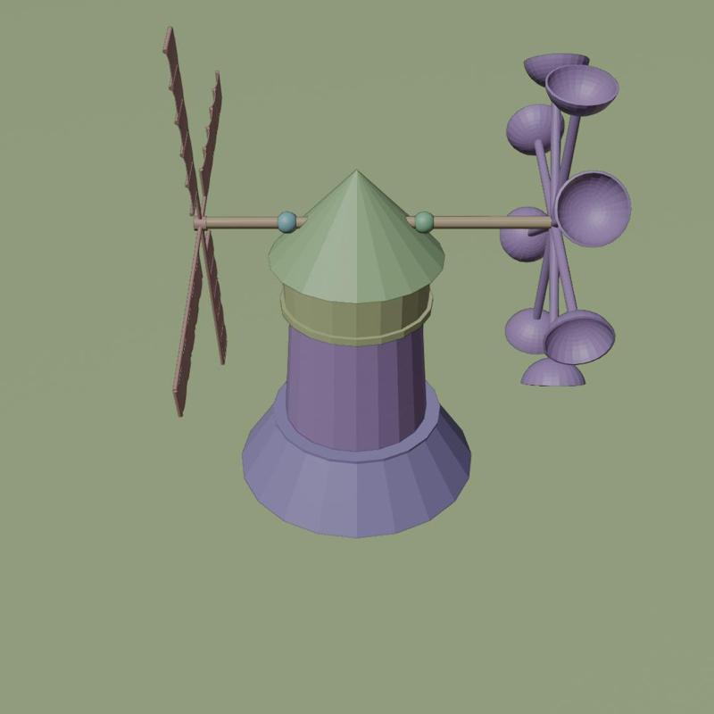 Miniature 3D Tower with Windmill and Waterwheel