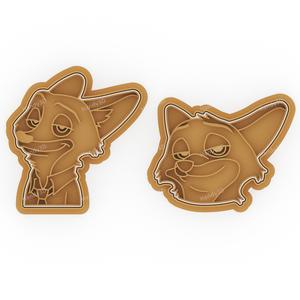 Nick Wilde Face & Bust Cookie Cutter Set - 2 Designs (8cm)