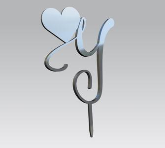 Elegant Custom Initial Cake Topper with Heart – Letter Y