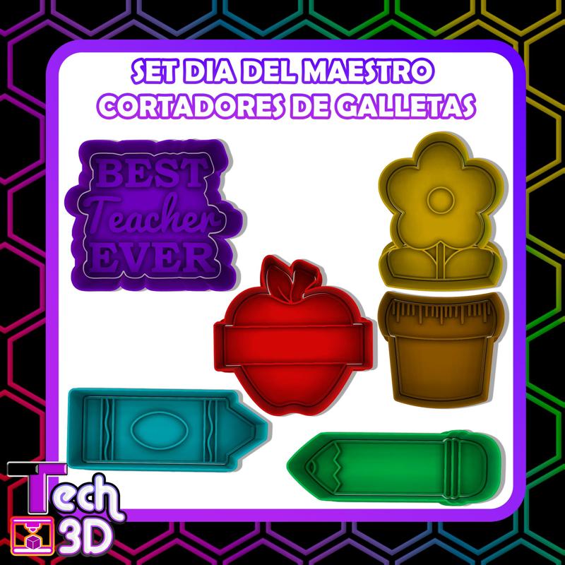 SET DE CORTADORES DE GALLETAS DIA DEL MAESTRO/ TEACHER APPRECIATION COOKIE CUTTER SET 🍎✏️