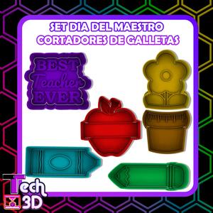 SET DE CORTADORES DE GALLETAS DIA DEL MAESTRO/ TEACHER APPRECIATION COOKIE CUTTER SET 🍎✏️