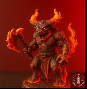 Flame Wreathed Minotaur - Brass Lantern Minis