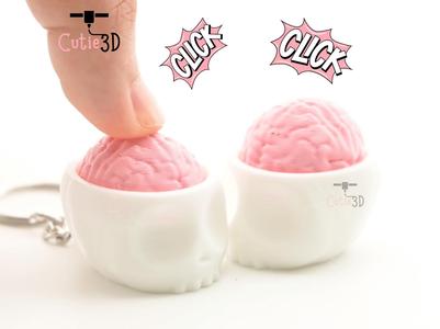 Cutie3D Halloween Skull Brain Keycap Fidget Clicker Keychain - Cute Backpack Keychain
