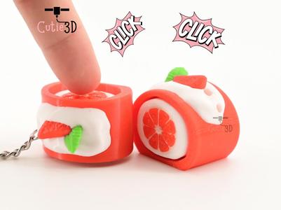 Cutie3D Orange Cake For Food Lovers Keycap Fidget Clicker Keychain - Cute Backpack Keychain