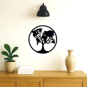 Tree-shaped wall decoration with countries of the world
