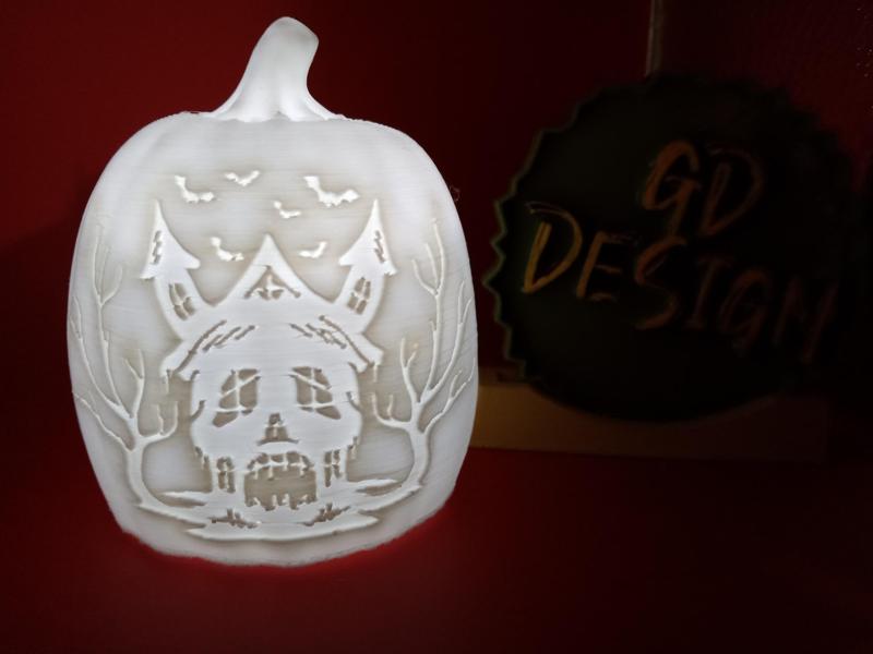 Skull Haunted House 3D Halloween Pumpkin Lights