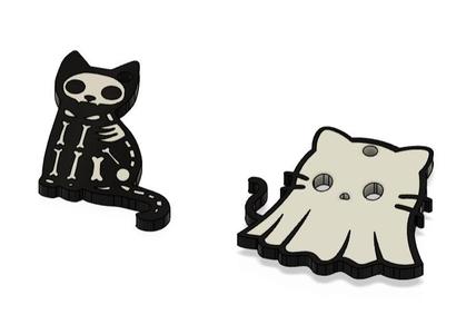 Day of the dead cat earrings