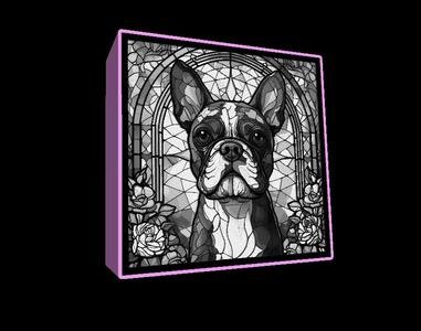 Lightbox stained glass Boston Terrier lithophane
