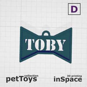 Pet - Dog - Tag - Toby - Bow tie - Customized -