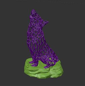 Low Poly Wolf Voronoi with base, no supports