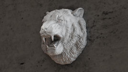 tiger head wall mount decor stl