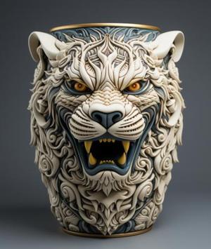 tiger-carved pen holder
