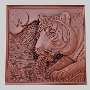 The tiger drinks water from the river 3d printer model animal model obj stl