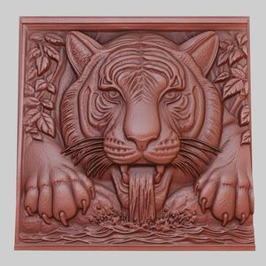The tiger drinks water from the river 3d printer model animal model obj stl