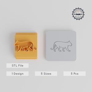 Tiger Stamp Tile Set, 5 Sizes, 20-40mm, for Clay, Cookies, Fondant, Animal Motif, Panthera Design