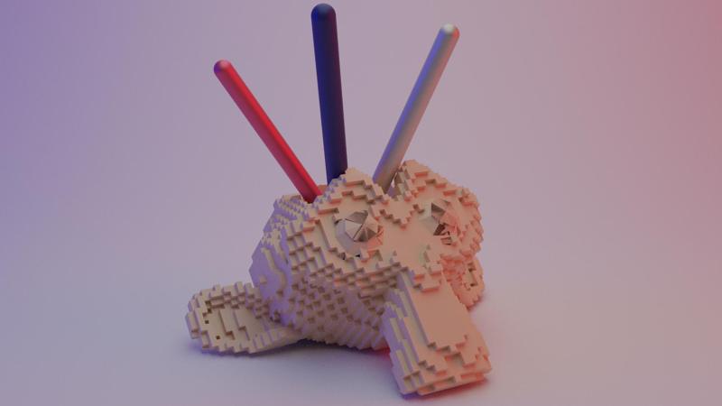 Voxel Suzanne Pencil Holder - Minecraft-Inspired Monkey Cup