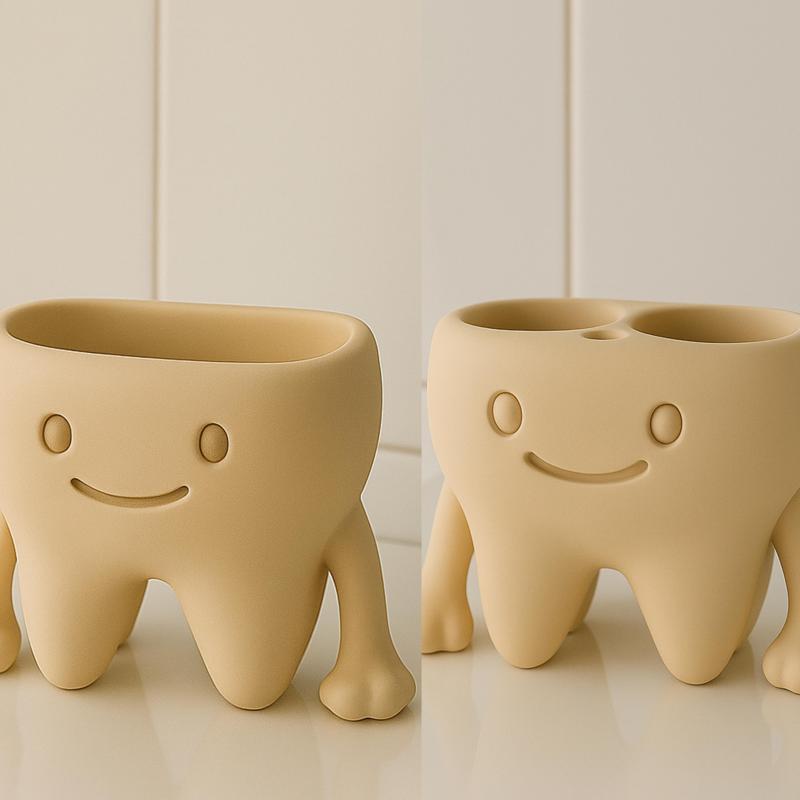 Happy Tooth Organizer Duo – Cute Tooth-Shaped Pen & Toothbrush Holders (3D Print)