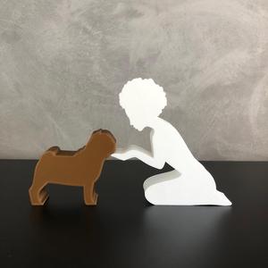 Girl and her pug(afro hair) for 3D printer or laser cut