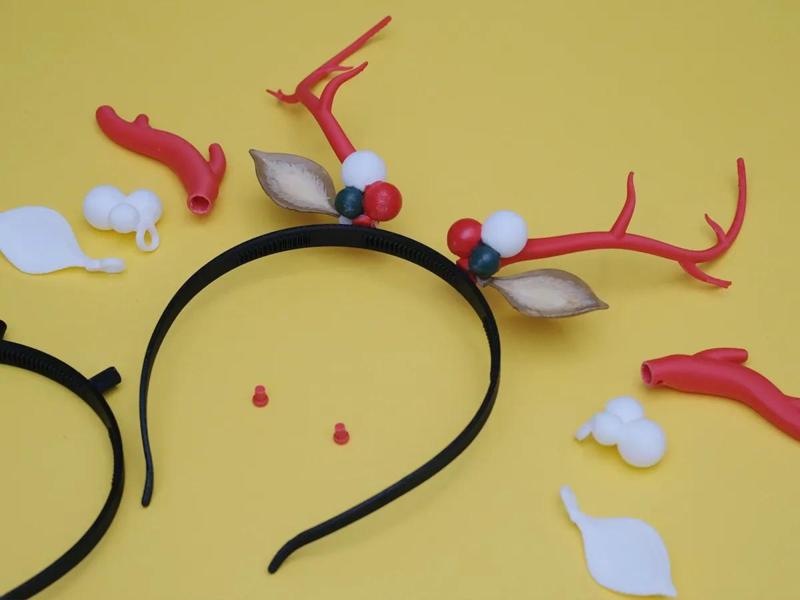 Christmas Reindeer Headband (Glue-free, Detachable, Replaceable Accessories)