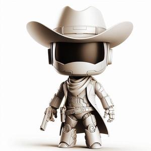 Chibi cute robot cowboy  02 / art toy / magic makes