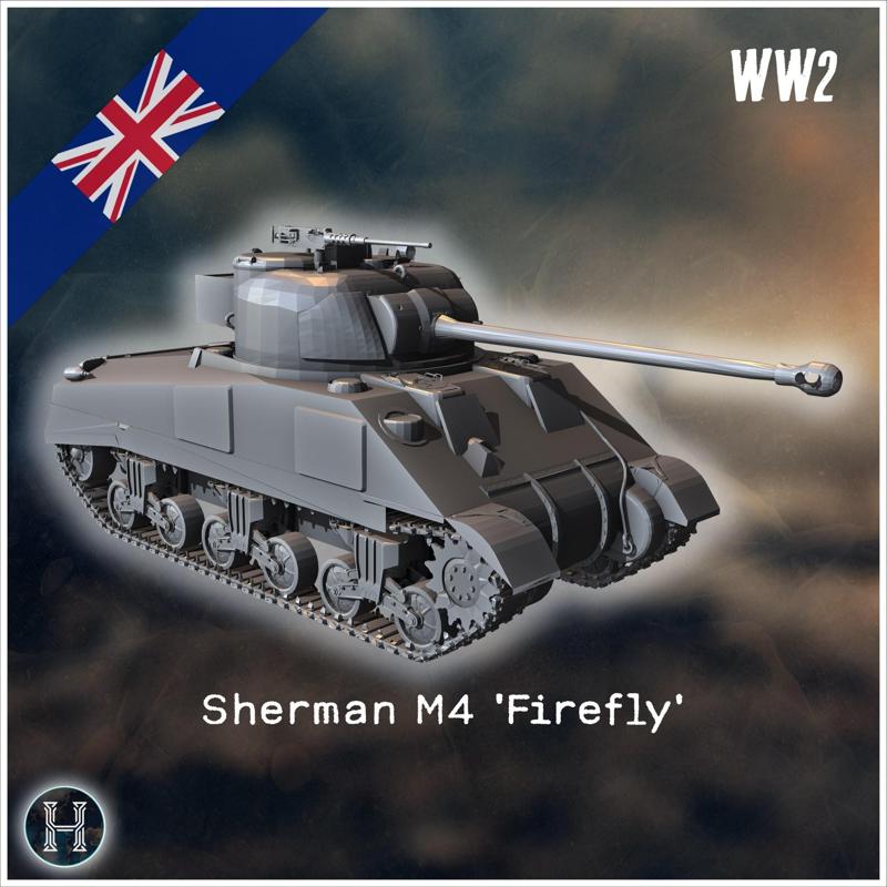 Sherman M4 Firefly British tank destroyer (8) - UK United WW2 Kingdom British England Army Western Front Normandy Africa Bulge WWII D-Day