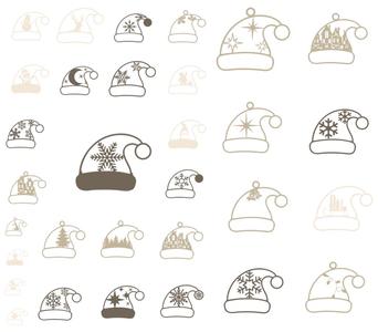 Bundle Xmas Santa Hat ornaments of 2 layer (29 diferent models)