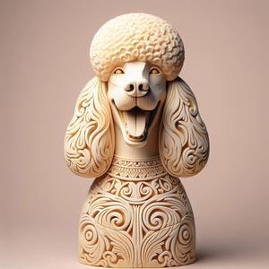 500 Laughing Poodle Totem - Full-Body 3D Model, creature, magic, collectible, witch, dinosaur, wooden, knight, viking, dragon, dnd, cat, monster hunter, dog, monster, totem, totemic