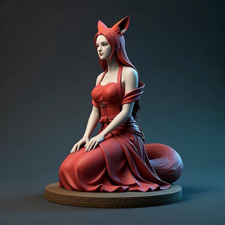 1218 COLORFUL Fox Spirit Woman in Pu Song Ling Style, beast, magic, creature, fantasy, wood, base, sword, warrior, wild, cat, monster, fox, godzilla, fair, witch, werewolf, horror, beast, gothic, troll